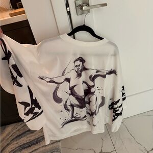 White Graphic Kimono Top